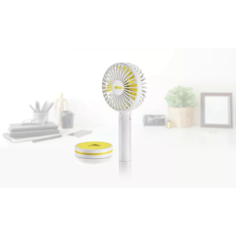 Ventilatore a mano Unold Breezy 86610, bianco/giallo