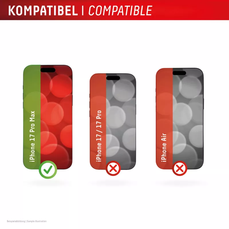 Vetro temperato protezione display e.v.i. Displex (10H) per Apple iPhone 17 Pro Max — antigraffio, antishock e antimacchia, 1 pezzo