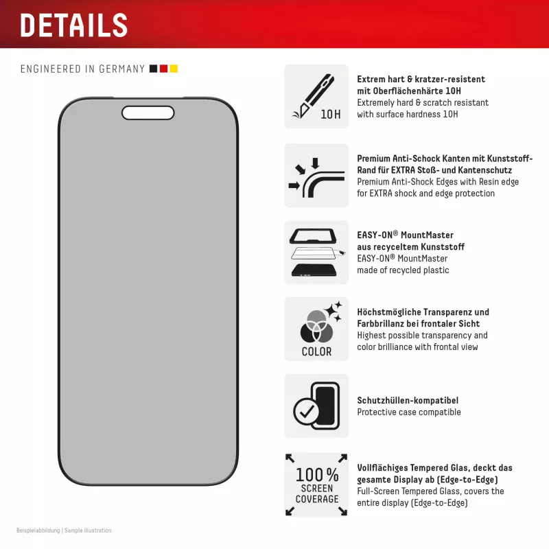 Protezione display privacy Displex (10H) per Apple iPhone 17 Pro, filtro privacy