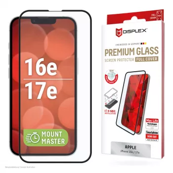 Vetro protettivo premium Displex in vetro temperato (copertura totale, 10H) per Apple iPhone 16e/17e