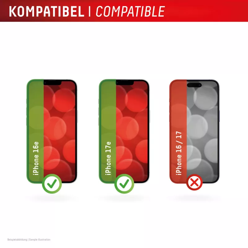 Protezione display privacy in vetro temperato e.v.i. Displex (10H) per Apple iPhone 16e/17e con filtro privacy, antishock e antigraffio