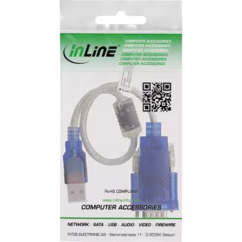 InLine 33304X cavo adattatore USB-seriale con ferrite, USB-A su connettore maschio Sub-D 9 poli