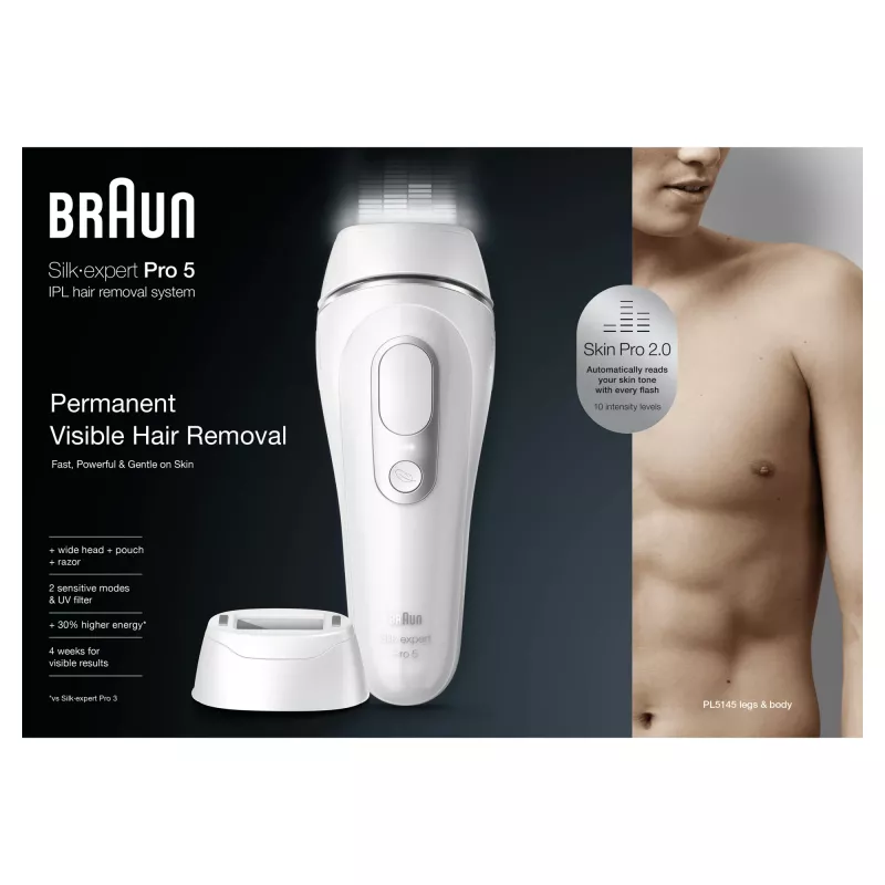 Braun Silk-expert Pro Silk·expert Pro 5 PL5145 Luce pulsata intensa (IPL) argento, bianco
