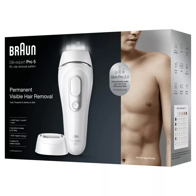Braun Silk-expert Pro Silk·expert Pro 5 PL5145 Luce pulsata intensa (IPL) argento, bianco