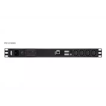 ATEN PDU Basic Metered 1U con protezione da sovratensione, Basic, Metered, 1U, Nero, LCD, 18 uscite AC, connettore femmina C13