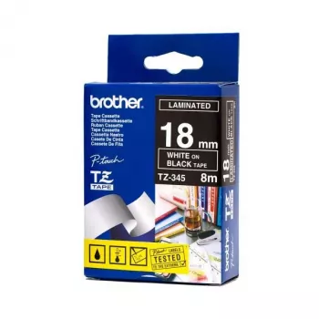 Nastro per etichettatura Brother TZ-345 bianco su nero