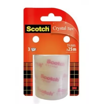 Nastro adesivo 3M Scotch Crystal Clear 600, 19 mm x 25 m, trasparente (3 rotoli)