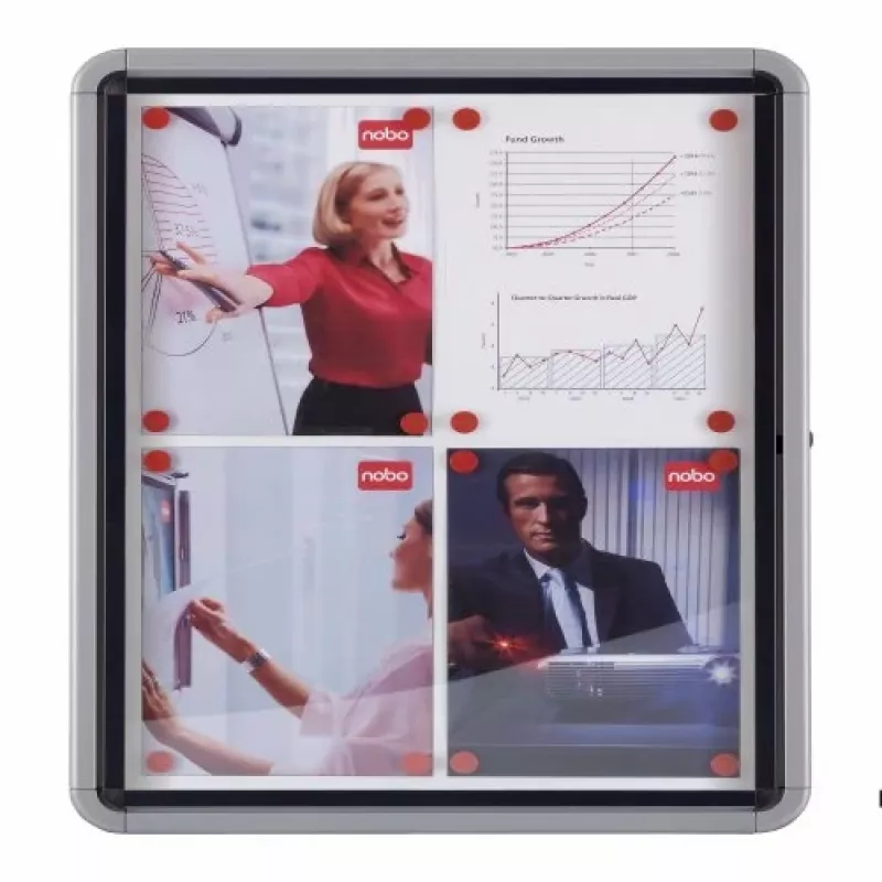 Bacheca informativa magnetica da esterno con serratura Nobo Premium Plus 8xA4