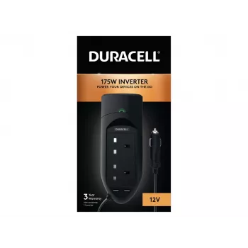 Duracell inverter con doppia presa UK 175W, universale, auto, 12 V, 175 W, 12 V, da DC a AC