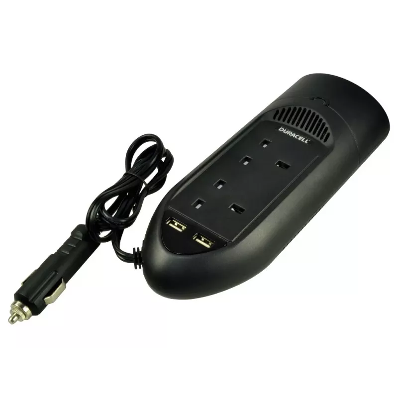 Duracell inverter con doppia presa UK 175W, universale, auto, 12 V, 175 W, 12 V, da DC a AC