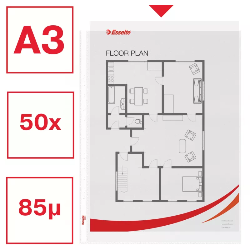 Esselte Quality Pocket A3 verticale, 30% plastica riciclata da materiale pre-consumo