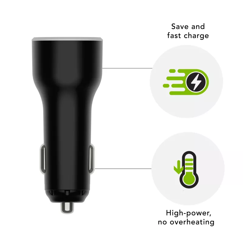 Caricabatterie da auto USB-C 65W di d bramante re-charge – 12–24V accendisigari, 1× USB-C, nero