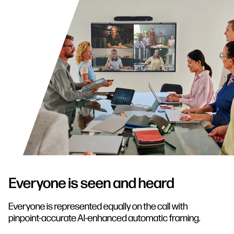 HP Poly Studio X52 video bar all-in-one, sistema di videoconferenza di gruppo, 4K Ultra HD, 30 fps, 95°, 5x, Android