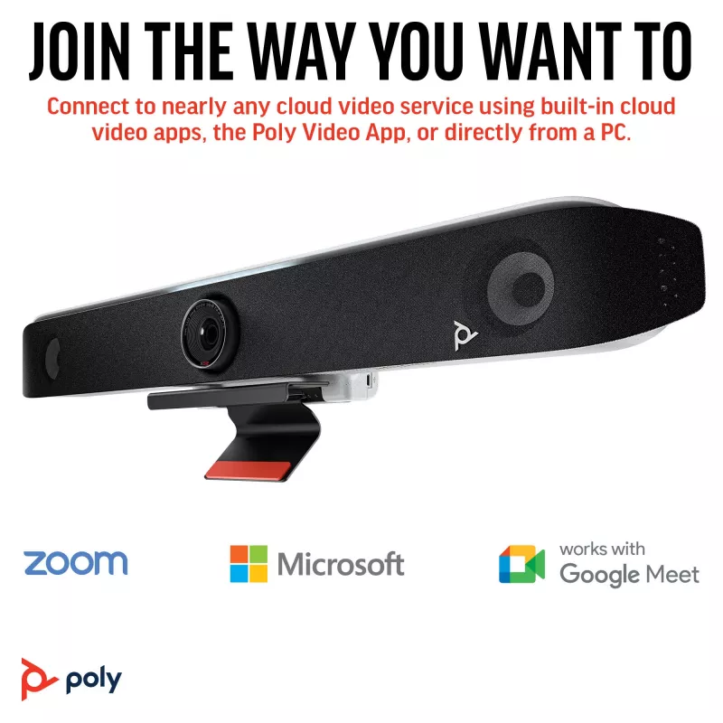 HP Poly Studio X52 video bar all-in-one, sistema di videoconferenza di gruppo, 4K Ultra HD, 30 fps, 95°, 5x, Android