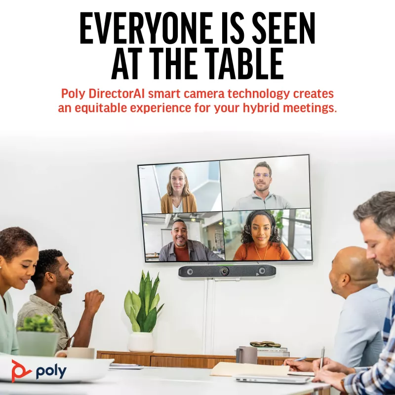 HP Poly Studio X52 video bar all-in-one, sistema di videoconferenza di gruppo, 4K Ultra HD, 30 fps, 95°, 5x, Android