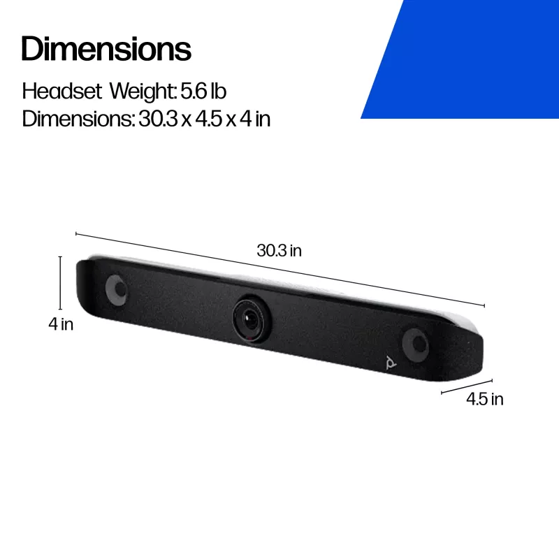 HP Poly Studio X52 video bar all-in-one, sistema di videoconferenza di gruppo, 4K Ultra HD, 30 fps, 95°, 5x, Android