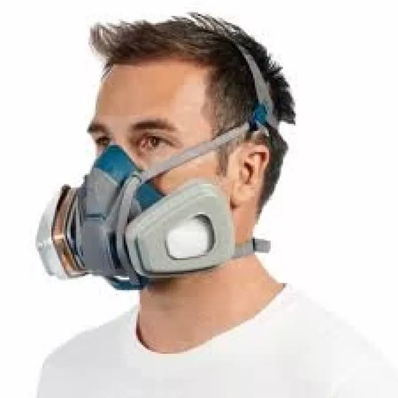 Semimaschera con filtrazione dell'aria 3M 6502QLPRO — semimaschera, blu/grigio, chiusura rapida