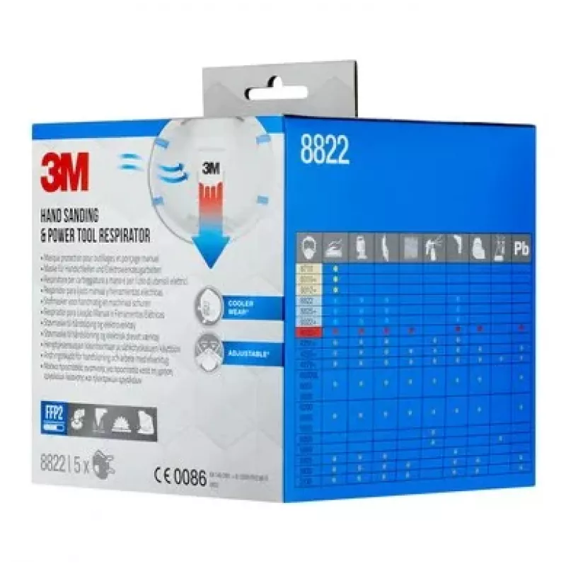 3M Cool Flow 8822 FFP2 NR D Mascherine respiratorie monouso, 5 pezzi (8822PRO5)