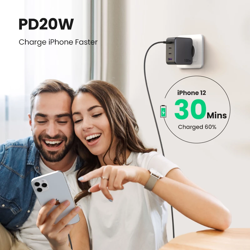 Caricabatterie Ugreen Nexode 100W GaN USB-C USB-A ricarica rapida 3 porte