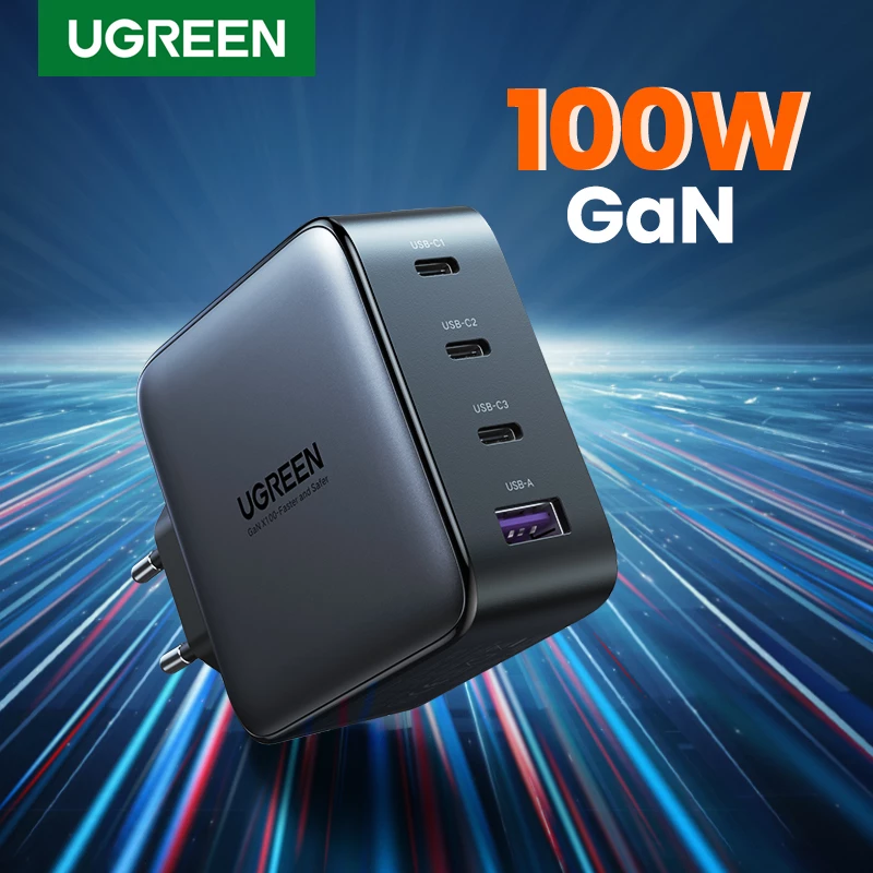 Caricabatterie Ugreen Nexode 100W GaN USB-C USB-A ricarica rapida 3 porte