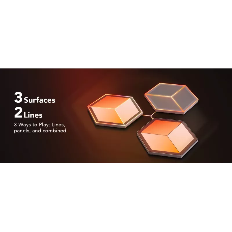 Set di lampade da parete smart Govee Glide Hexagon Light Panels Ultra pacchetto di espansione – Wi-Fi/Bluetooth, ingresso 36 V, grigio