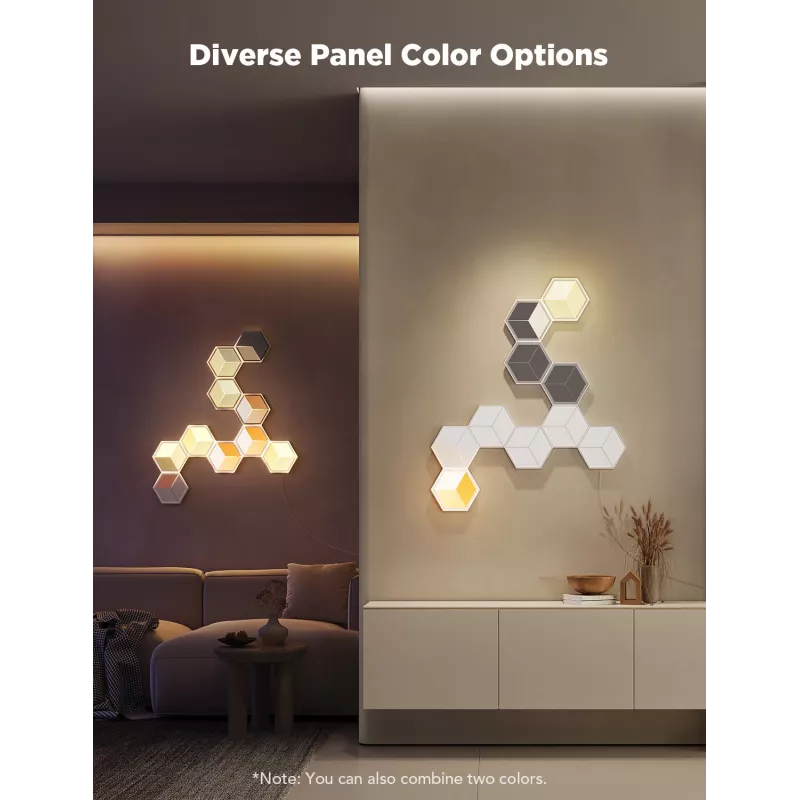 Set di lampade da parete smart Govee Glide Hexagon Light Panels Ultra pacchetto di espansione – Wi-Fi/Bluetooth, ingresso 36 V, grigio
