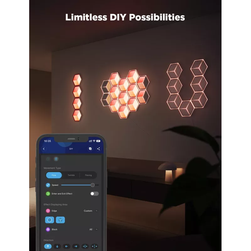Set di lampade da parete smart Govee Glide Hexagon Light Panels Ultra pacchetto di espansione – Wi-Fi/Bluetooth, ingresso 36 V, grigio