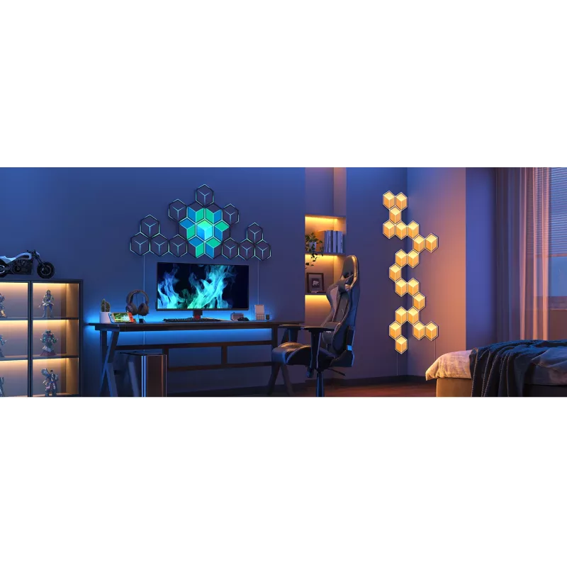 Set di lampade da parete smart Govee Glide Hexagon Light Panels Ultra pacchetto di espansione – Wi-Fi/Bluetooth, ingresso 36 V, grigio