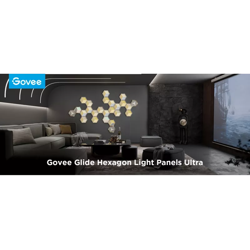 Set di lampade da parete smart Govee Glide Hexagon Light Panels Ultra pacchetto di espansione – Wi-Fi/Bluetooth, ingresso 36 V, grigio