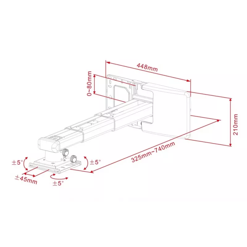 Supporto per proiettore Multibrackets M Projector Mount Short Throw Deluxe 300-700 Medium supporto a parete 25 kg bianco