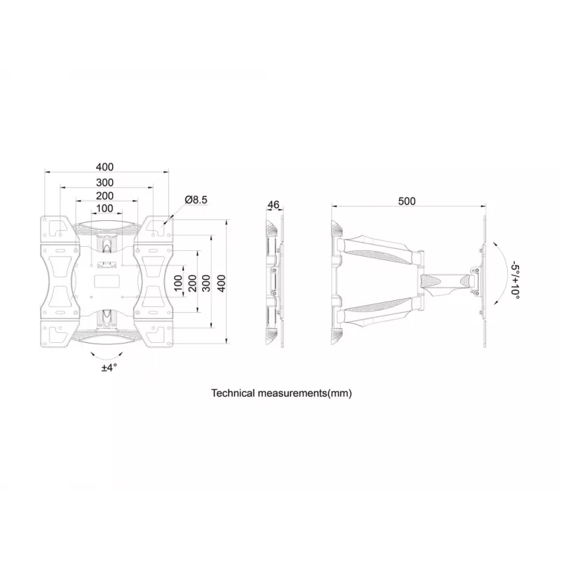 Multibrackets M VESA Flexarm completamente orientabile singolo 400x400