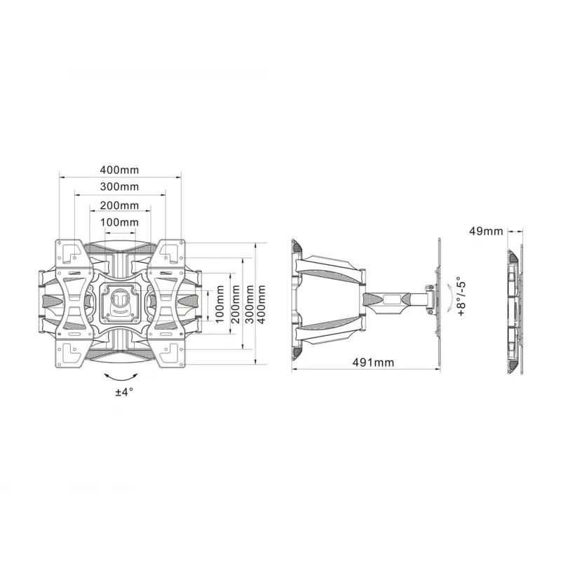 Supporto a parete MULTIBRACKETS M VESA Flexarm Full Motion Dual 400x400 per schermi 40–70 inch, 45 kg, nero