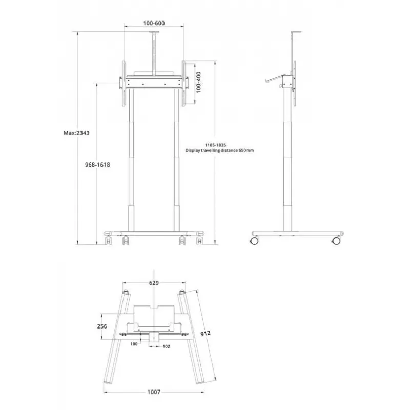 Multibrackets M supporto da terra motorizzato 60kg nero peso max. 60kg schermo min. 94cm schermo max. 2,29m