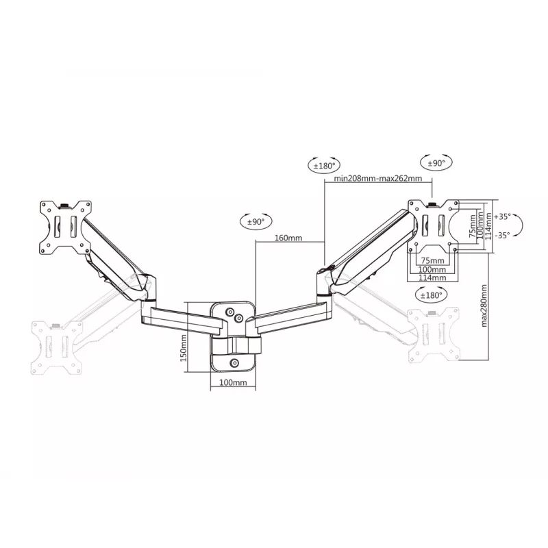 Multibrackets M supporto per monitor a parete Basic Dual 16 kg 17-32