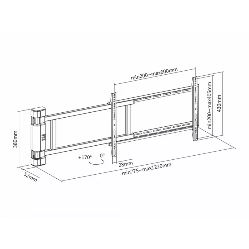 Multibrackets M supporto orientabile motorizzato X-Large 50 kg 170° nero