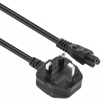 Manhattan cavo di alimentazione, connettore maschio UK a 3 poli su connettore femmina C5 (a trifoglio/triangolare), 1,8 m, 16 A, cavo, garanzia a vita