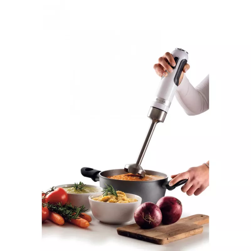 Ariete 602 Moderna frullatore a immersione, 1000 W, 10 velocità + turbo, accessori inclusi, bianco