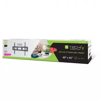 Techly supporto a parete per TV LED LCD ultra sottile 40-65 pollici, 101,6 cm (40 pollici), 165,1 cm (65 pollici), 100 x 100 mm, 600 x 400 mm, metallo, nero