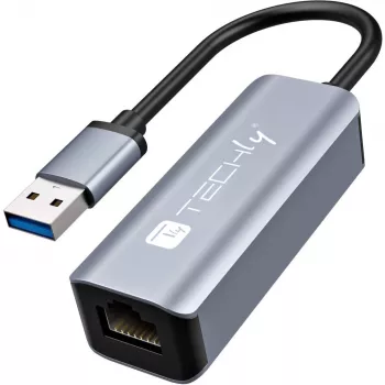 Techly IDATA USB-ETGIGA-AA docking station/replicatore di porte per laptop con filo USB 3.2 Gen 1 (3.1 Gen 1) Type-A nero, argento