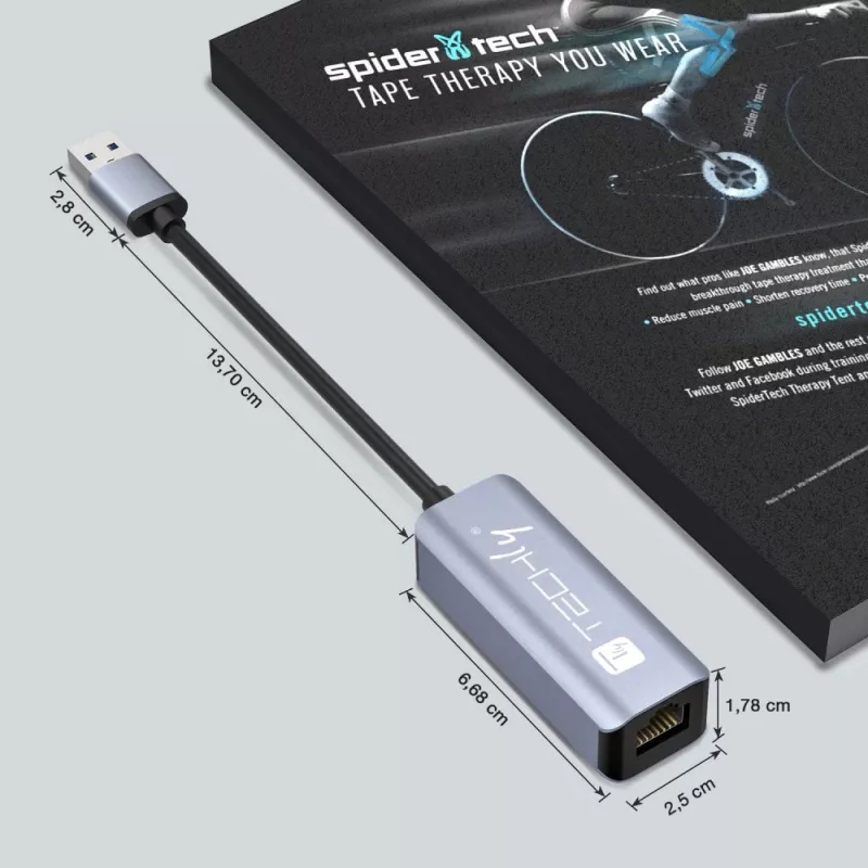 Techly IDATA USB-ETGIGA-AA docking station/replicatore di porte per laptop con filo USB 3.2 Gen 1 (3.1 Gen 1) Type-A nero, argento