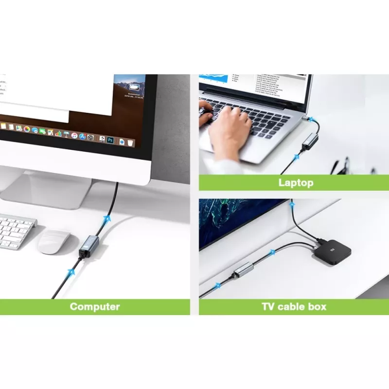 Techly IDATA USB-ETGIGA-AA docking station/replicatore di porte per laptop con filo USB 3.2 Gen 1 (3.1 Gen 1) Type-A nero, argento