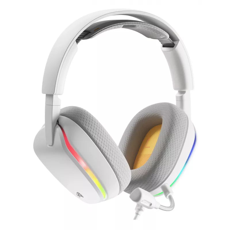 Glorious Gaming Glorious GHS Eternal RGB - headset gaming stereo RGB per PC, PS5, PS4, Switch - driver angolari ottimizzati, microfono rimovibile regolabile e cristallino, USB-C - durevole, comfort per tutto il giorno e la notte - bianco