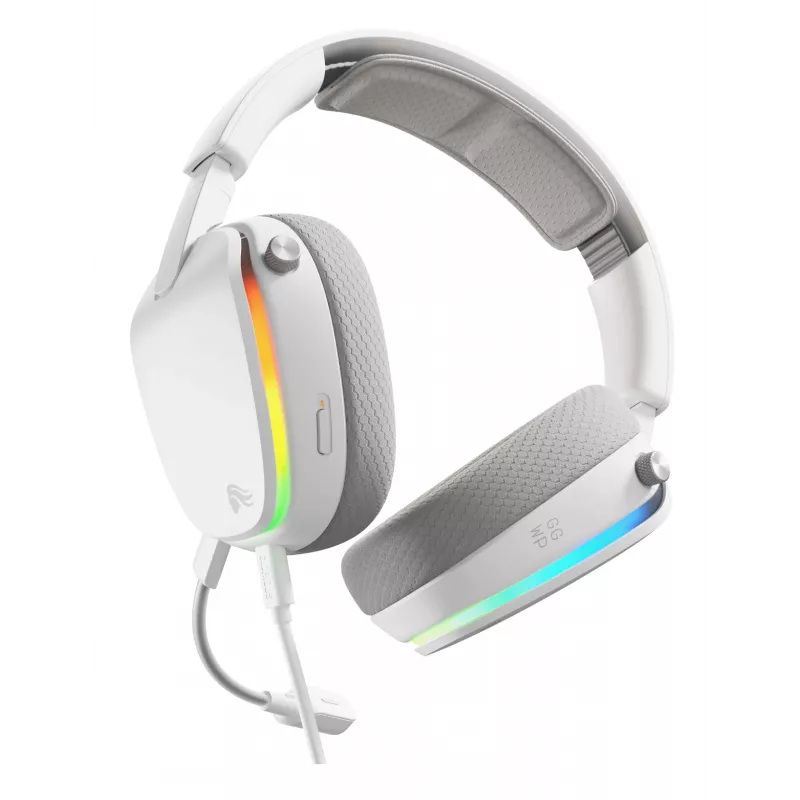 Glorious Gaming Glorious GHS Eternal RGB - headset gaming stereo RGB per PC, PS5, PS4, Switch - driver angolari ottimizzati, microfono rimovibile regolabile e cristallino, USB-C - durevole, comfort per tutto il giorno e la notte - bianco