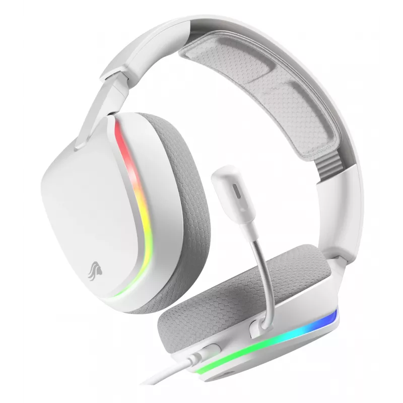 Glorious Gaming Glorious GHS Eternal RGB - headset gaming stereo RGB per PC, PS5, PS4, Switch - driver angolari ottimizzati, microfono rimovibile regolabile e cristallino, USB-C - durevole, comfort per tutto il giorno e la notte - bianco
