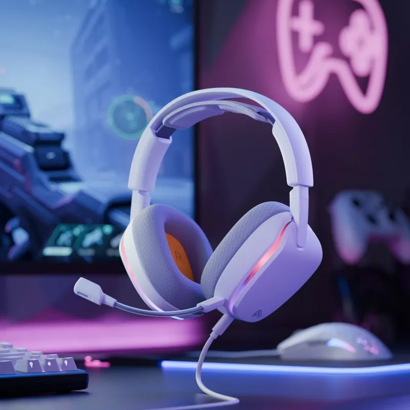 Glorious Gaming Glorious GHS Eternal RGB - headset gaming stereo RGB per PC, PS5, PS4, Switch - driver angolari ottimizzati, microfono rimovibile regolabile e cristallino, USB-C - durevole, comfort per tutto il giorno e la notte - bianco