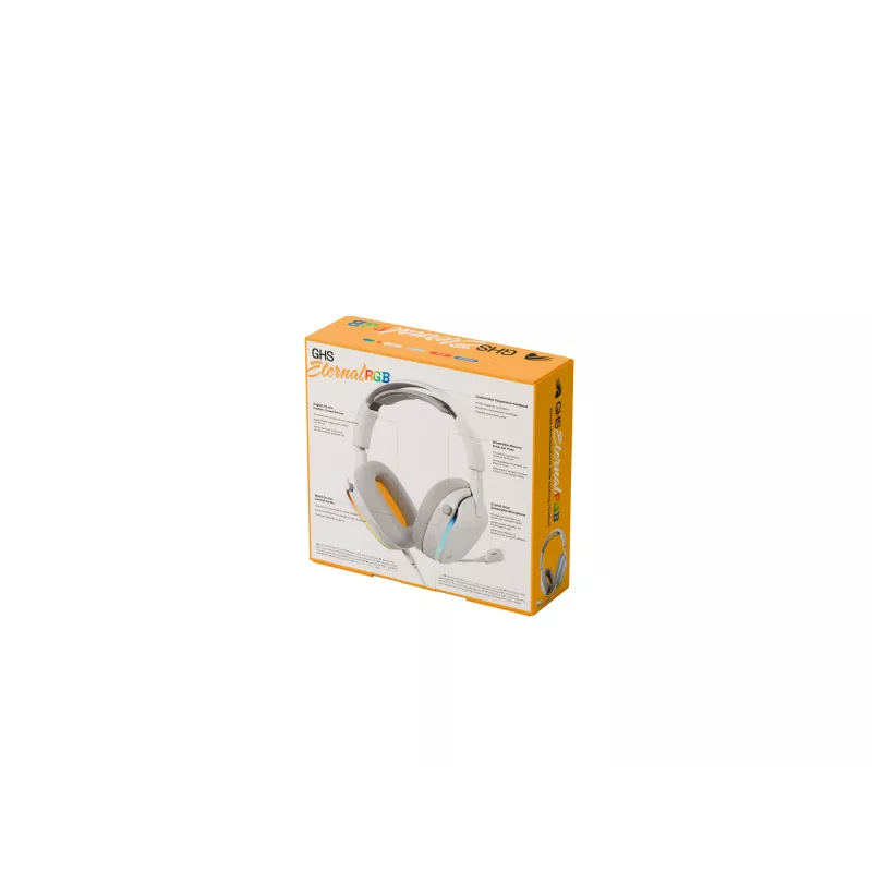 Glorious Gaming Glorious GHS Eternal RGB - headset gaming stereo RGB per PC, PS5, PS4, Switch - driver angolari ottimizzati, microfono rimovibile regolabile e cristallino, USB-C - durevole, comfort per tutto il giorno e la notte - bianco