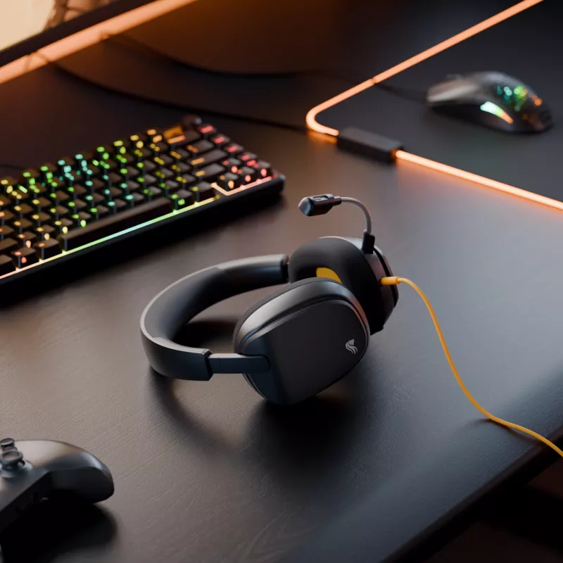 Glorious Gaming Glorious GHS Eternal - headset gaming stereo per PC, PS5, PS4, Xbox, Switch - driver angolari ottimizzati, microfono rimovibile regolabile e cristallino, 3,5 mm - robusto, comfort per tutto il giorno e la notte - nero