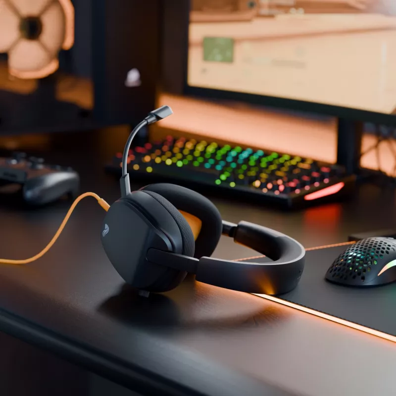 Glorious Gaming Glorious GHS Eternal - headset gaming stereo per PC, PS5, PS4, Xbox, Switch - driver angolari ottimizzati, microfono rimovibile regolabile e cristallino, 3,5 mm - robusto, comfort per tutto il giorno e la notte - nero