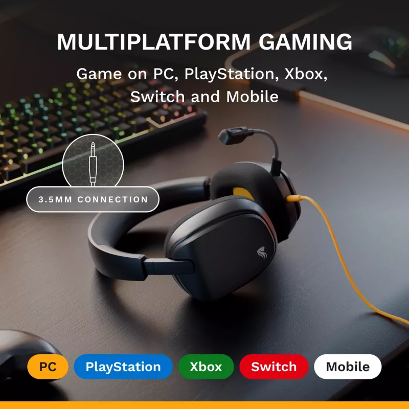 Glorious Gaming Glorious GHS Eternal - headset gaming stereo per PC, PS5, PS4, Xbox, Switch - driver angolari ottimizzati, microfono rimovibile regolabile e cristallino, 3,5 mm - robusto, comfort per tutto il giorno e la notte - nero
