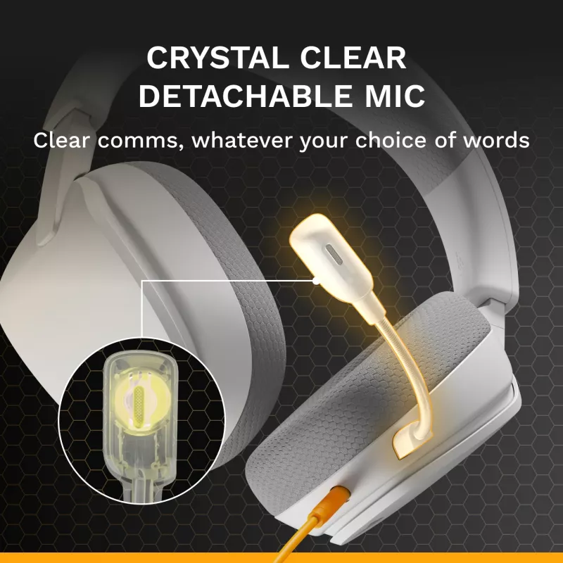 Glorious Gaming Glorious GHS Eternal - headset gaming stereo per PC, PS5, PS4, Xbox, Switch - driver angolari ottimizzati, microfono rimovibile regolabile e cristallino, 3,5 mm - durevole, comfort per tutto il giorno e la notte - bianco